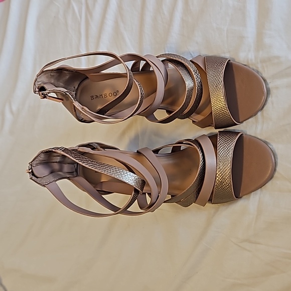 BAMBOO Shoes - Nude Strapy Heels Size 8.5